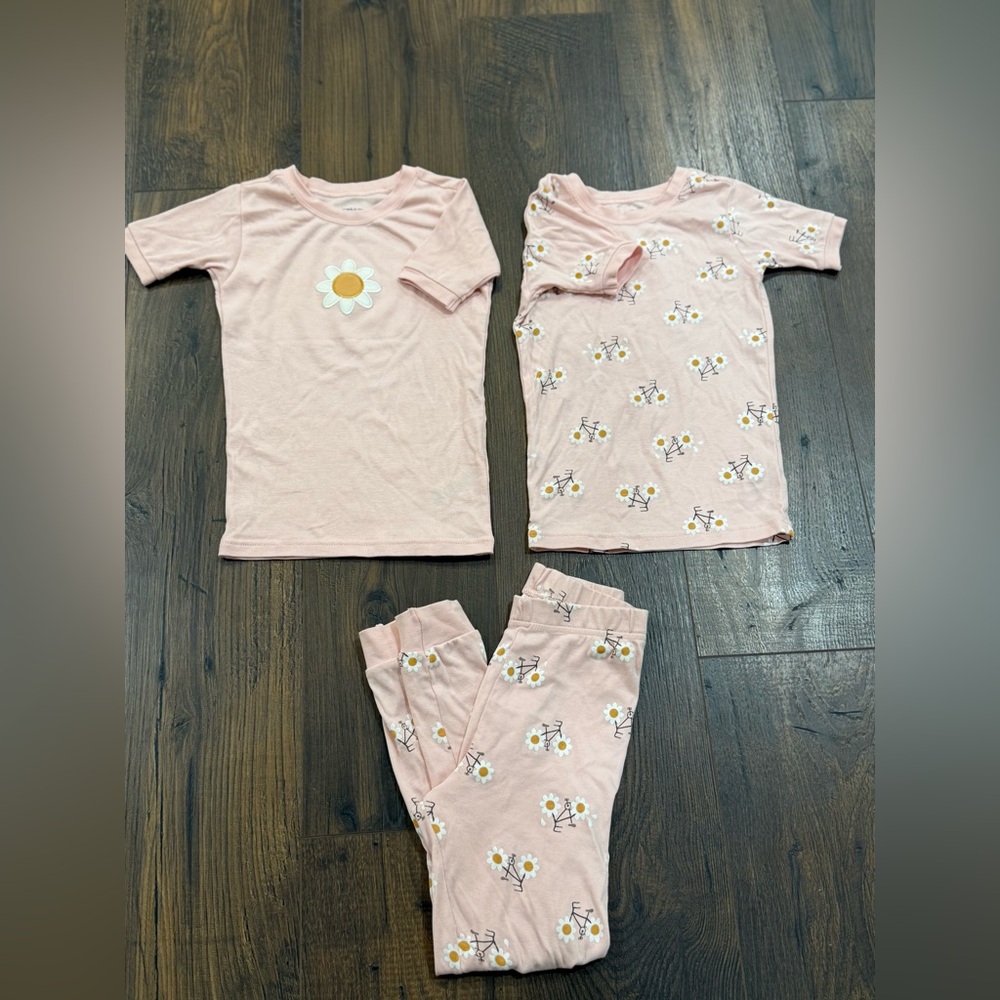 Pekkle Girls Size 6 Organic Cotton Daisy Pajama Set Bundle
